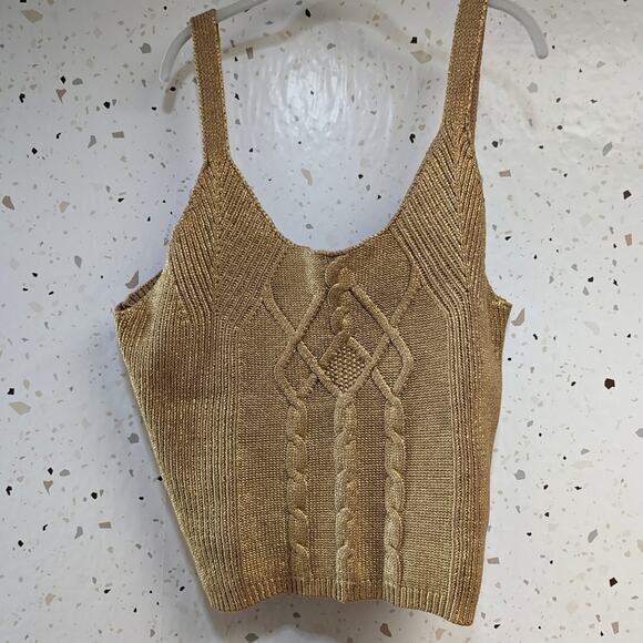 Kika Vargas Tank 2X Gold Cable Knit Tank - Picture 2 of 11